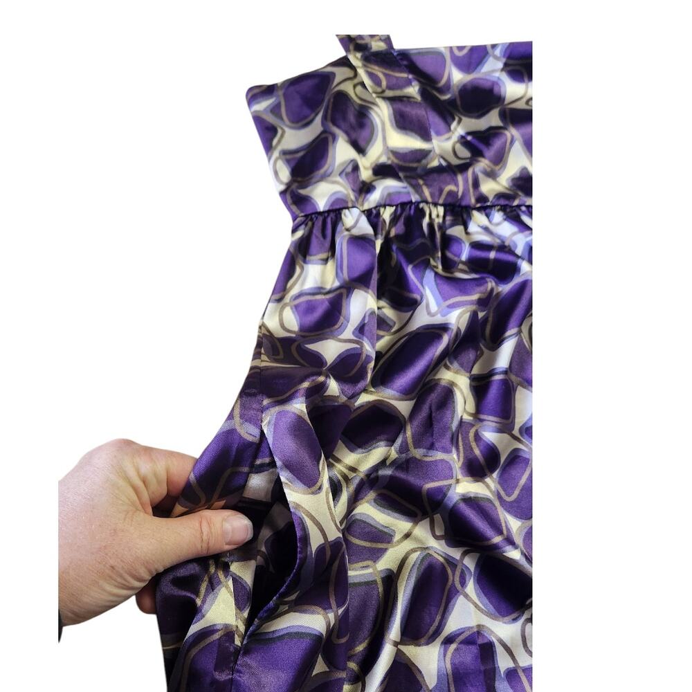 Vertigo Paris Sleeveless A-line Purple Geometric Mini Dress Pockets Size Medium - Picture 4 of 9